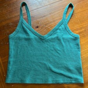 American Eagle teal waffle knit tank